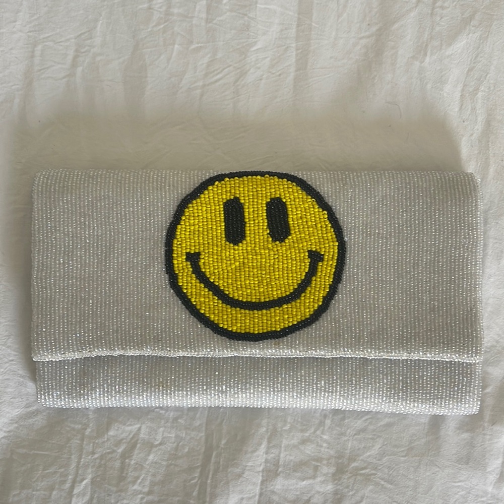 Smiley Face Beaded Clutch Purse & Cross Body